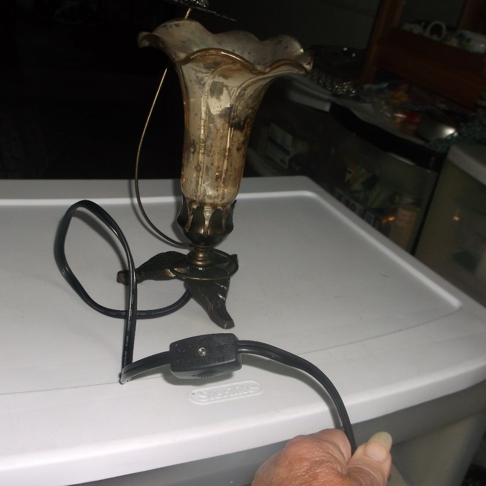 Antique-Style Brass Table Accent Lamp - Gold